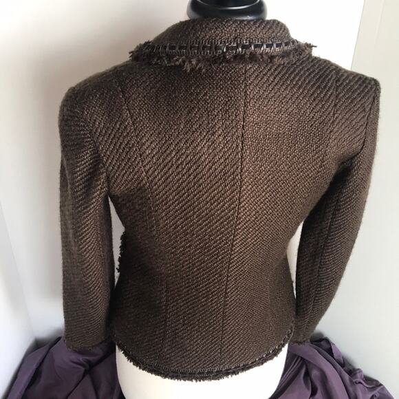 Dialogue Brown 3-Snap Front Wool-Blend Blazer 4 - Picture 4 of 6